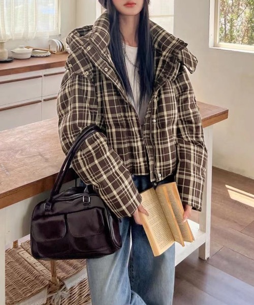 セール】チェック柄中綿ジャケット（ダウンジャケット/コート）｜Riff