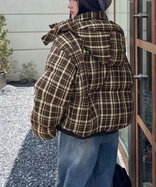 セール】チェック柄中綿ジャケット（ダウンジャケット/コート）｜Riff