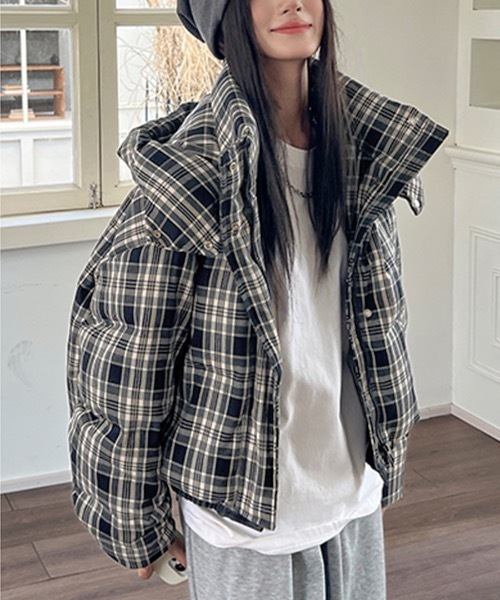 セール】チェック柄中綿ジャケット（ダウンジャケット/コート）｜Riff