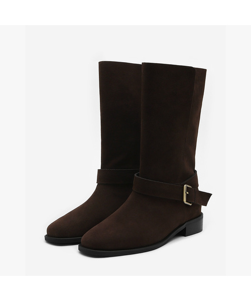 SAPPUN（サプン）の「Crizelle バックル ストラップ ミドルブーツ (3cm)（ブーツ・レディース・ブラック/ダークブラウン/ベージュ・25.5cm/22.5cm/23cm/23.5cm/24cm/24.5cm/25cm）」の2枚目の写真