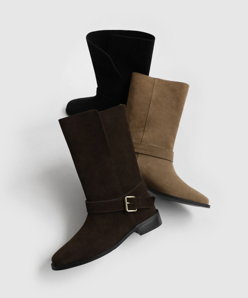 SAPPUN（サプン）の「Crizelle バックル ストラップ ミドルブーツ (3cm)（ブーツ・レディース・ブラック/ダークブラウン/ベージュ・25.5cm/22.5cm/23cm/23.5cm/24cm/24.5cm/25cm）」の4枚目の写真