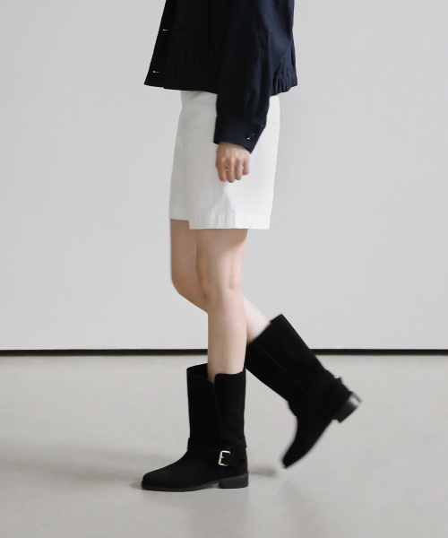 SAPPUN（サプン）の「Crizelle バックル ストラップ ミドルブーツ (3cm)（ブーツ・レディース・ブラック/ダークブラウン/ベージュ・25.5cm/22.5cm/23cm/23.5cm/24cm/24.5cm/25cm）」の5枚目の写真