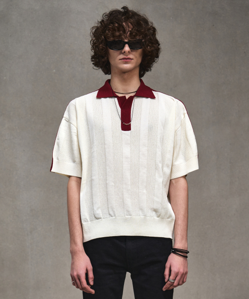 LMOOD(エルムード)の「セーリングスカシハーフニットアイボリー(ポロシャツ・メンズ・その他・46/48/44)」の2枚目の写真