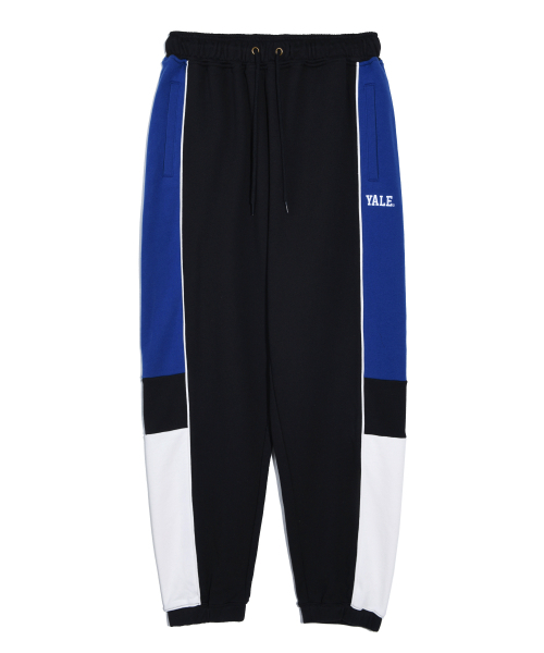セール】[YALE x MVP]ラグビーカラーブロックスウェットパンツブラック