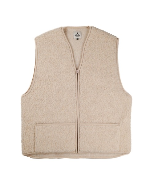 COLD BREAKER（コールドブレーカー）の「【COLD BREAKER/コールドブレーカー】V NECK ZIP VEST（その他アウター・メンズ・ベージュ/ブラック・LARGE/MEDIUM）」の2枚目の写真
