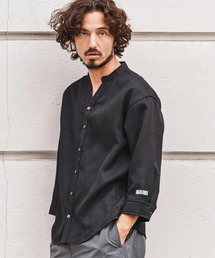 felkod | ms6345-Linen Like Fabric Band Collar Shirts バンドカラー七分袖シャツ(F26S160)(シャツ/ブラウス)