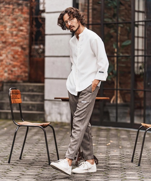 felkod(フィルコッド)の「ms6345-Linen Like Fabric Band Collar Shirts バンドカラー七分袖シャツ(F26S160)(シャツ/ブラウス・メンズ・ホワイト/ブラック・S/M/L)」の8枚目の写真