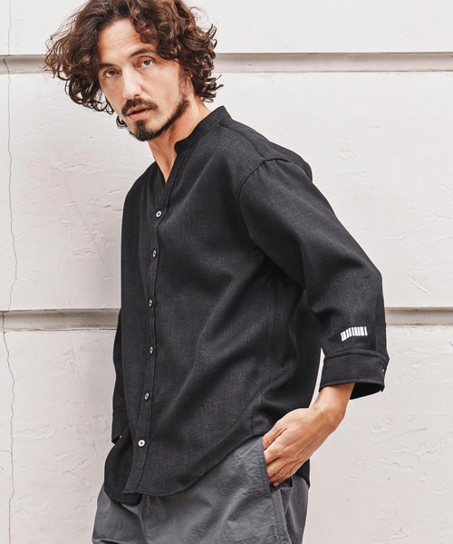 felkod(フィルコッド)の「ms6345-Linen Like Fabric Band Collar Shirts バンドカラー七分袖シャツ(F26S160)(シャツ/ブラウス・メンズ・ホワイト/ブラック・S/M/L)」の10枚目の写真