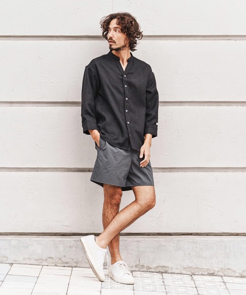 felkod(フィルコッド)の「ms6345-Linen Like Fabric Band Collar Shirts バンドカラー七分袖シャツ(F26S160)(シャツ/ブラウス・メンズ・ホワイト/ブラック・S/M/L)」の13枚目の写真
