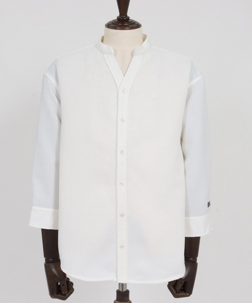 felkod(フィルコッド)の「ms6345-Linen Like Fabric Band Collar Shirts バンドカラー七分袖シャツ(F26S160)(シャツ/ブラウス・メンズ・ホワイト/ブラック・S/M/L)」の15枚目の写真
