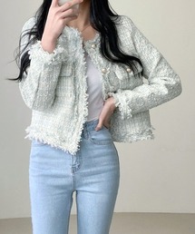 REMUR（レミュール）の「ツイードノーカラージャケット（ノーカラージャケット）」