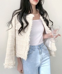 REMUR（レミュール）の「ツイードノーカラージャケット（ノーカラージャケット）」