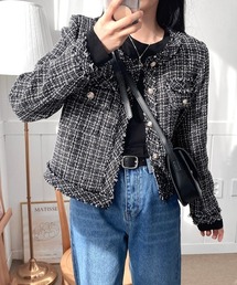 REMUR（レミュール）の「ツイードノーカラージャケット（ノーカラージャケット）」