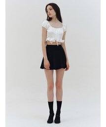 Black Satin Line Mini Skirt