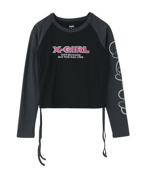 X-girl(エックスガール)の「ORNAMENT HEART SLEEVE RAGLAN L/S BABY TEE(Tシャツ/カットソー・レディース・ブラウン/ブラック/オリーブ・S/M)」の6枚目の写真