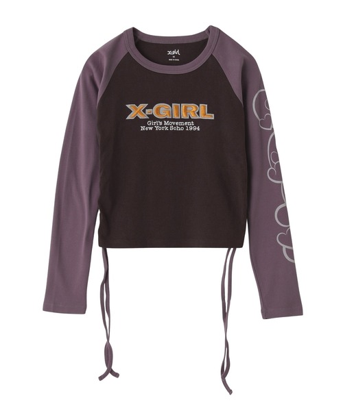 X-girl(エックスガール)の「ORNAMENT HEART SLEEVE RAGLAN L/S BABY TEE(Tシャツ/カットソー・レディース・ブラウン/ブラック/オリーブ・S/M)」の7枚目の写真