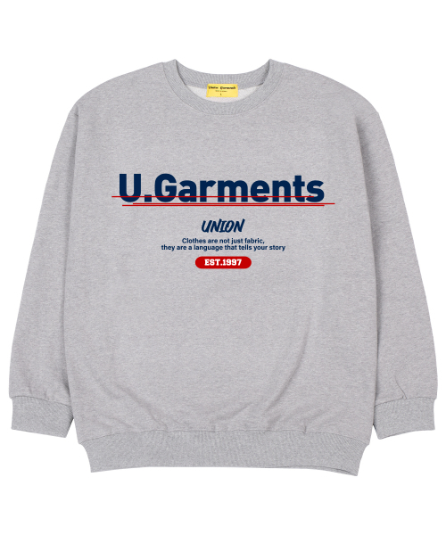 Union Garments(ユニオンガーメンツ)の「ポイントロゴ 裏毛 オーバーサイズ スウェット グレー(スウェット・レディース・その他・MEDIUM/LARGE/X-LARGE/XX-LARGE)」の1枚目の写真