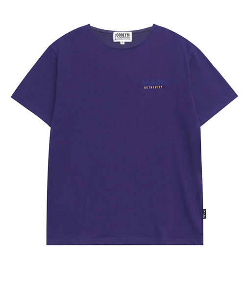CODE I'M(�R�[�h�A�C�G��)��20 count single authentic logo embroidery regular fit boat neck unisex short sleeve t-shirt purple(T�V���c/�J�b�g�\�[)