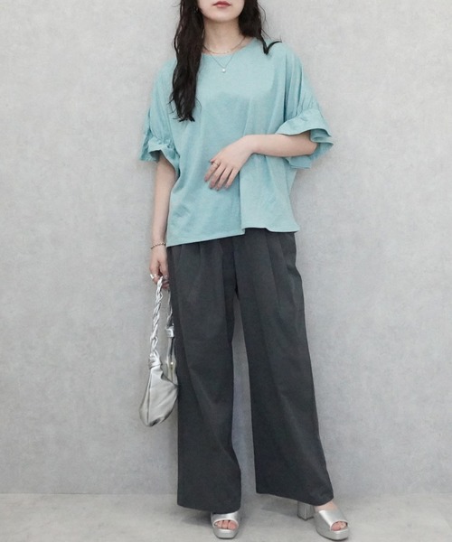 SELECT LEVERY(セレクトリベリー)の「接触冷感 イージーケアツイルツータックパンツ(その他パンツ・レディース・アイボリー/ブラック/ベージュ/チャコール・MEDIUM)」の11枚目の写真