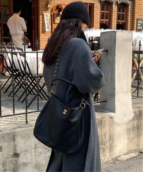 スタンドカラーシングルブレストロングコート