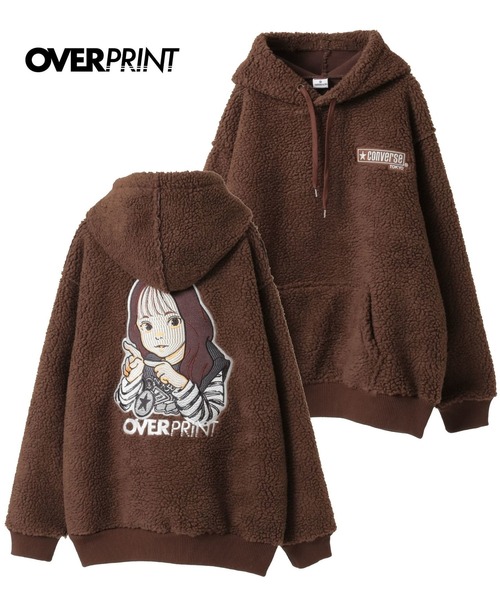overprint 刺繍パーカー over print｜オーバープリント（メンズ）のパーカー（ブラウン/茶色系