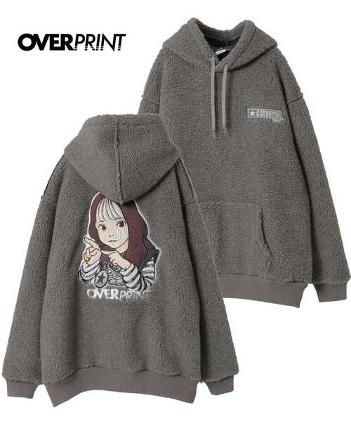 over print(オーバープリント)の「【over print】SING GIRL BONDING BOA HOODIE(パーカー・レディース・ブラウン/グレー/ブラック・MEDIUM/LARGE)」の1枚目の写真