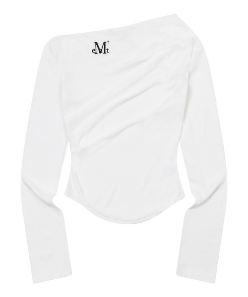 MUCENT(ムセント)の「【日本未発売/WEB限定】MUCENT(ムセント)/オフショルダー ドレープ アンバランス ロングスリーブ Tシャツ/LIVRE OFF SHOULDER UNBALANCE LONG SLEEVE T(Tシャツ/カットソー・レディース・アイボリー/ブラック/チャコールグレー・FREE)」の7枚目の写真