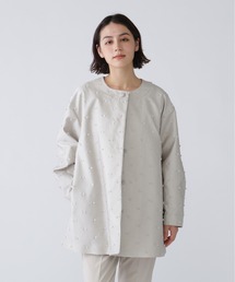 NAVYNAVY（ネイビーネイビー）の「【好きを着て気分が上がる】リボンジャガードショートコート（ノーカラーコート）」