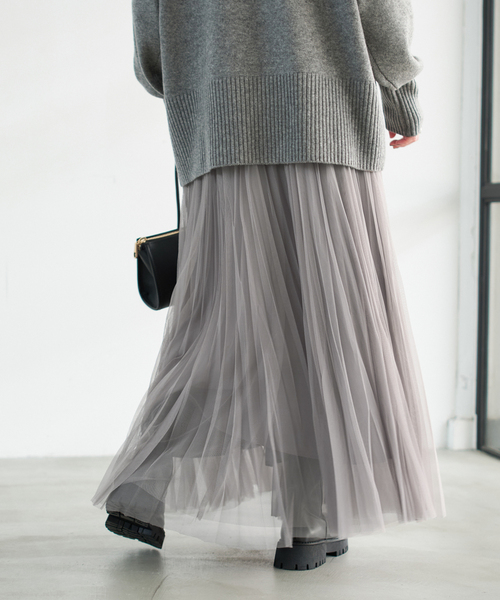 Spick & Span(スピックアンドスパン)の「《追加2》ランダムチュールプリーツスカート(スカート・レディース・グレー/モカ・36/38)」の7枚目の写真