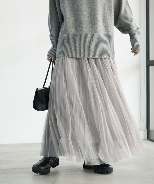Spick & Span(スピックアンドスパン)の「《追加2》ランダムチュールプリーツスカート(スカート・レディース・グレー/モカ・36/38)」の8枚目の写真