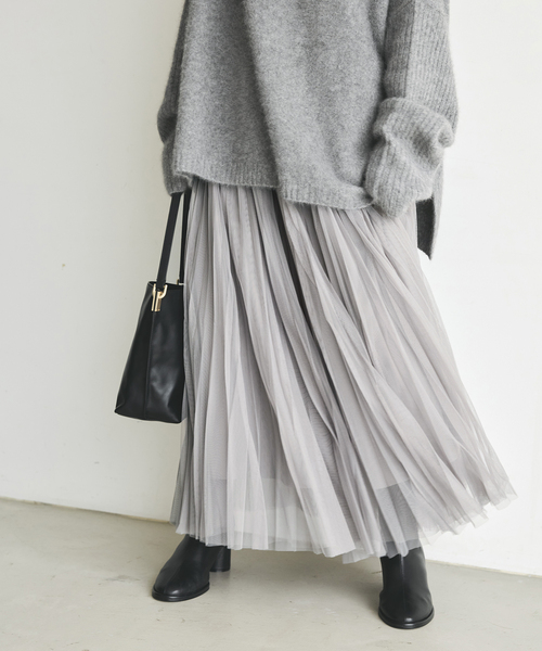 Spick & Span(スピックアンドスパン)の「《追加2》ランダムチュールプリーツスカート(スカート・レディース・グレー/モカ・36/38)」の12枚目の写真