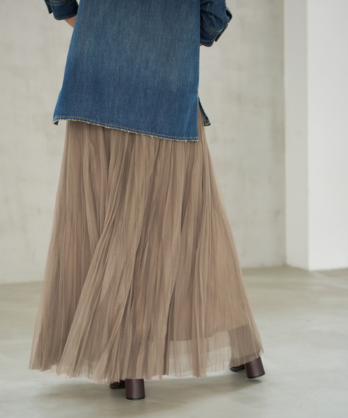 Spick & Span(スピックアンドスパン)の「《追加2》ランダムチュールプリーツスカート(スカート・レディース・グレー/モカ・36/38)」の15枚目の写真