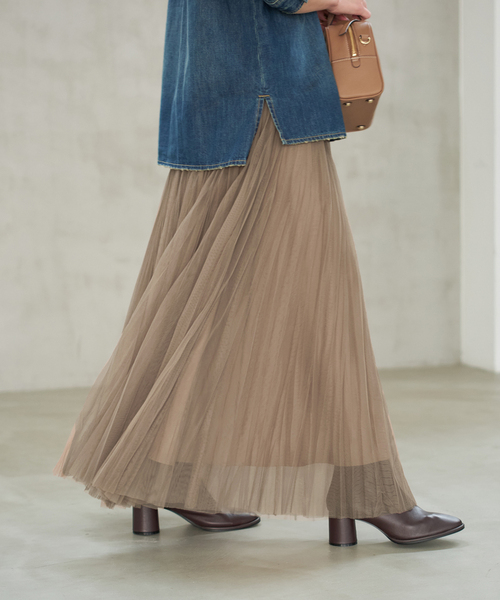 Spick & Span(スピックアンドスパン)の「《追加2》ランダムチュールプリーツスカート(スカート・レディース・グレー/モカ・36/38)」の16枚目の写真