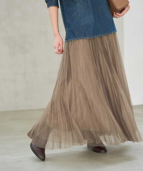 Spick & Span(スピックアンドスパン)の「《追加2》ランダムチュールプリーツスカート(スカート・レディース・グレー/モカ・36/38)」の17枚目の写真