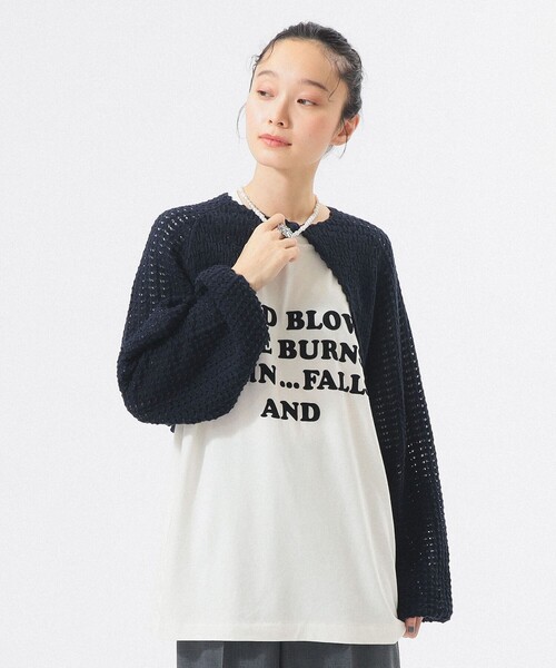 BEAMS BOY（ビームスボーイ）の「レース ニット ボレロ（ニット/セーター・レディース・ホワイト系その他7/ネイビー・ONE SIZE）」の2枚目の写真
