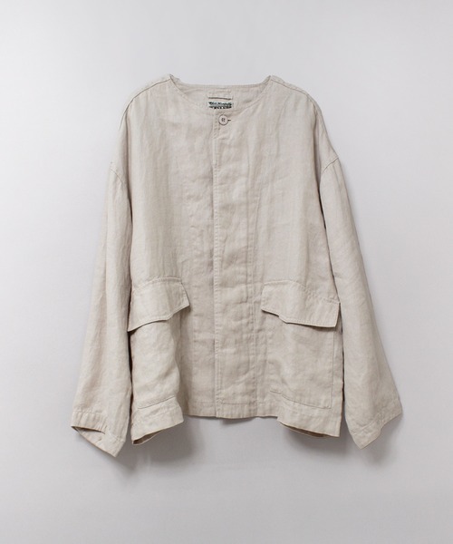 RNA-N（アールエヌエーエヌ）の「J2180 リネンツイルジャケット（ノーカラージャケット・レディース・ライトホワイト/ブラック・FREE）」の6枚目の写真