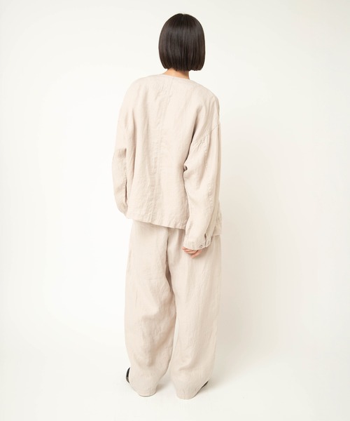 RNA-N（アールエヌエーエヌ）の「J2180 リネンツイルジャケット（ノーカラージャケット・レディース・ライトホワイト/ブラック・FREE）」の13枚目の写真