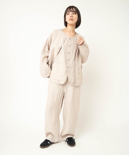 RNA-N（アールエヌエーエヌ）の「J2180 リネンツイルジャケット（ノーカラージャケット・レディース・ライトホワイト/ブラック・FREE）」の11枚目の写真