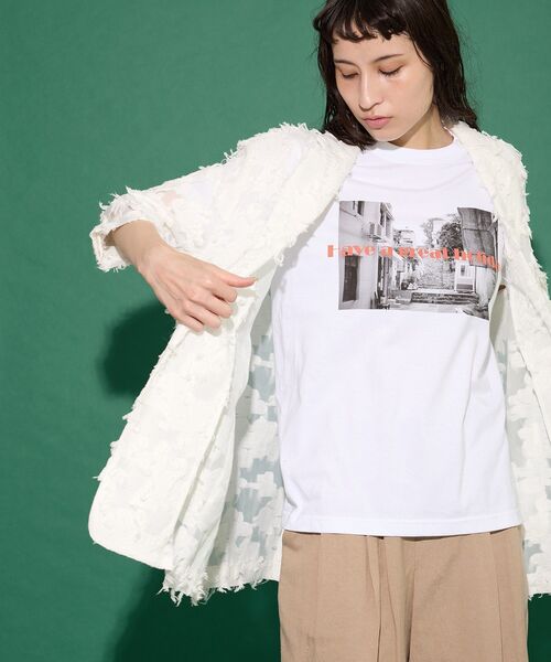 GARAGE OF GOOD CLOTHING（ガレージオブグッドクロージング）の「ジャガード半袖ジャケット（テーラードジャケット・レディース・ホワイト/ブラック・FREE）」の7枚目の写真