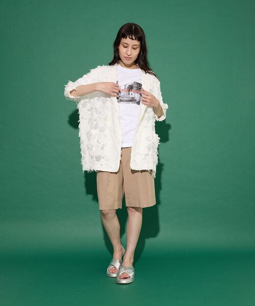 GARAGE OF GOOD CLOTHING（ガレージオブグッドクロージング）の「ジャガード半袖ジャケット（テーラードジャケット・レディース・ホワイト/ブラック・FREE）」の9枚目の写真