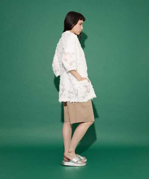 GARAGE OF GOOD CLOTHING（ガレージオブグッドクロージング）の「ジャガード半袖ジャケット（テーラードジャケット・レディース・ホワイト/ブラック・FREE）」の10枚目の写真