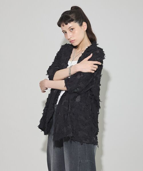 GARAGE OF GOOD CLOTHING（ガレージオブグッドクロージング）の「ジャガード半袖ジャケット（テーラードジャケット・レディース・ホワイト/ブラック・FREE）」の17枚目の写真