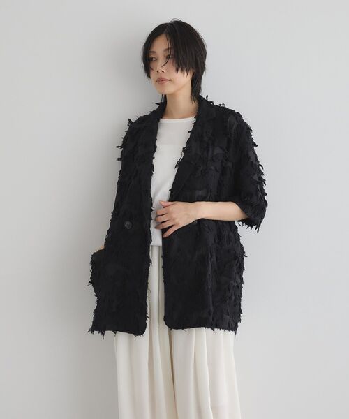 GARAGE OF GOOD CLOTHING（ガレージオブグッドクロージング）の「ジャガード半袖ジャケット（テーラードジャケット・レディース・ホワイト/ブラック・FREE）」の20枚目の写真