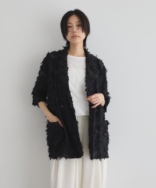 GARAGE OF GOOD CLOTHING（ガレージオブグッドクロージング）の「ジャガード半袖ジャケット（テーラードジャケット・レディース・ホワイト/ブラック・FREE）」の21枚目の写真