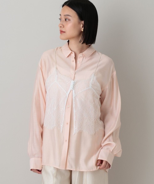 A part by（アパートバイ）の「【セットアイテム】キャミセットシャツ（シャツ/ブラウス・レディース・オフホワイト/ピンク系その他/ライトブルー・FREE）」の4枚目の写真