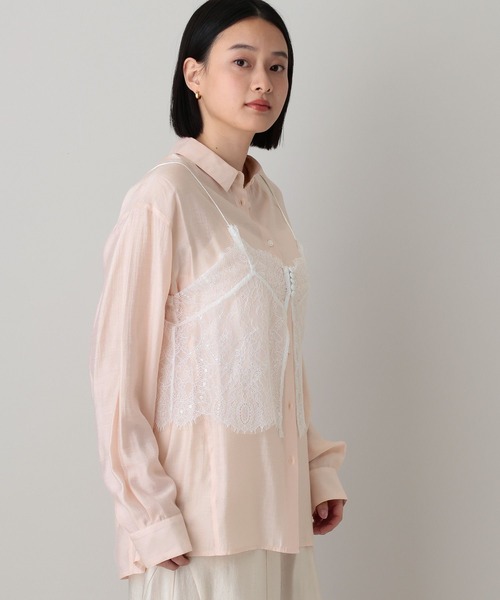 A part by（アパートバイ）の「【セットアイテム】キャミセットシャツ（シャツ/ブラウス・レディース・オフホワイト/ピンク系その他/ライトブルー・FREE）」の5枚目の写真