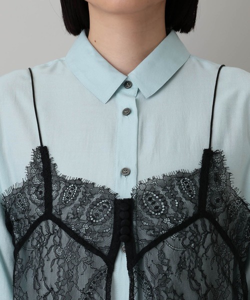 A part by（アパートバイ）の「【セットアイテム】キャミセットシャツ（シャツ/ブラウス・レディース・オフホワイト/ピンク系その他/ライトブルー・FREE）」の16枚目の写真