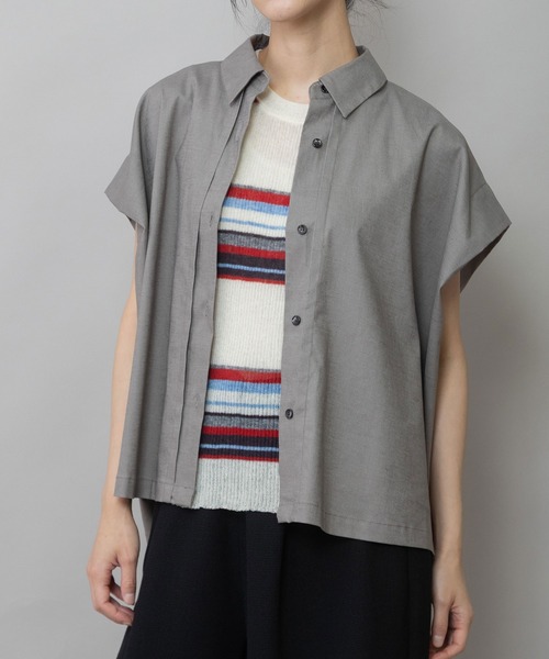 Munich(ミューニック)の「【UVカット】【接触冷感】ヘンプシャンブレータックスリーブシャツ(シャツ/ブラウス・レディース・ブラック/モカ/ネイビー・FREE)」の20枚目の写真