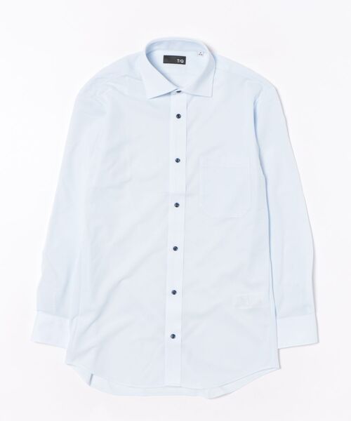TAKA-Q(タカキュー)の「ワイシャツ メンズ ストレッチ 吸水速乾 ノンアイロン ワイドカラー 長袖 ビジネス ドレス NEWスタンダードフィット(ビジネスシャツ・メンズ・サックスブルー・首回り37cm-裄丈80cm/首回り43cm-裄丈86cm/首回り43cm-裄丈82cm/首回り41cm-裄丈82cm/首回り45cm-裄丈86cm/首回り41cm-裄丈86cm/首回り39cm-裄丈84cm/首回り39cm-裄丈80cm)」の2枚目の写真