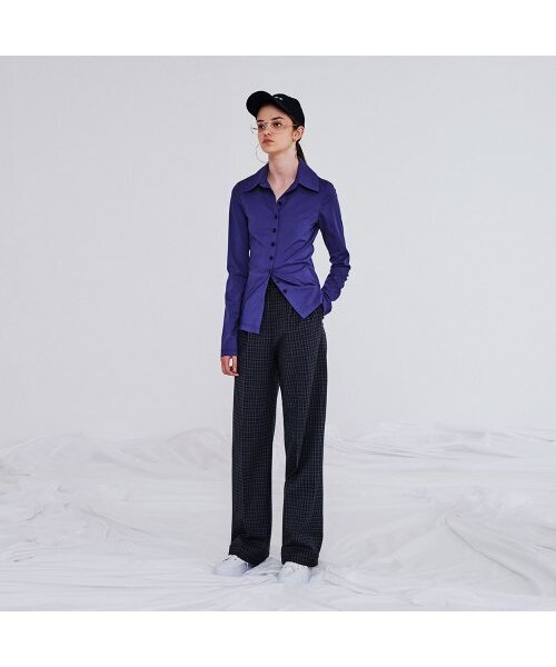 MAKE A TOAST(メイクアトースト)の「SPANDEX SLIM SHIRTS BLUE(シャツ/ブラウス・レディース・その他・S/M)」の1枚目の写真